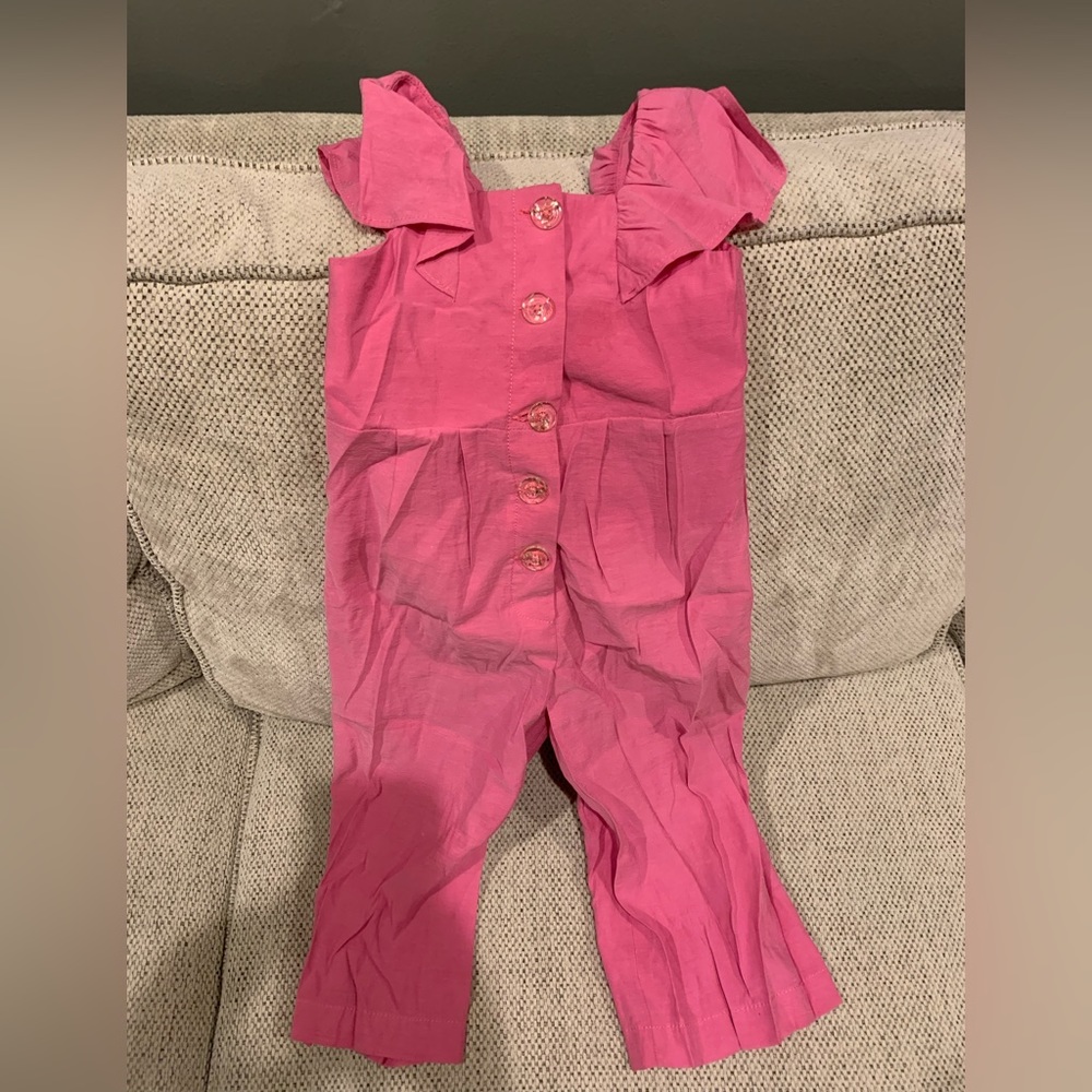 Zara kids girls pink 100% cotton jumpsuit